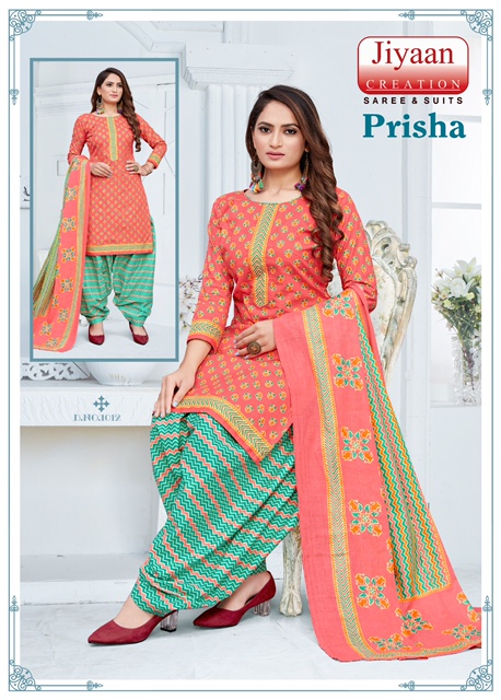 Jiyaan Prisha Vol-1 Cotton Designer Printed Patiyala Dress Material